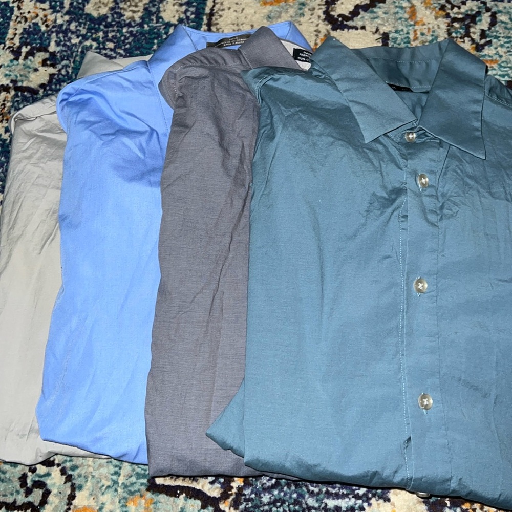 Lot of 4 mens dress shirts GUC see details below